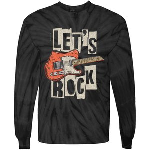 LetS Rock Electric Guitar Music Lover Band Guitarist Retro Tie-Dye Long Sleeve Shirt