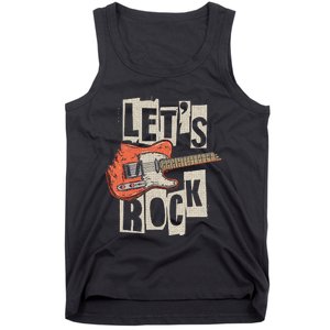 LetS Rock Electric Guitar Music Lover Band Guitarist Retro Tank Top