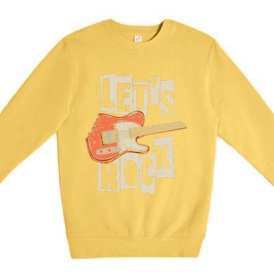 Let's Rock Electric Guitar Music Lover Band Guitarist Retro  Premium Crewneck Sweatshirt