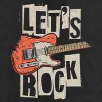 Let's Rock Electric Guitar Music Lover Band Guitarist Retro  7 Panel Mesh Trucker Snapback Hat