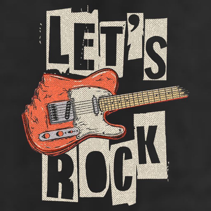 Let's Rock Electric Guitar Music Lover Band Guitarist Retro  7 Panel Mesh Trucker Snapback Hat