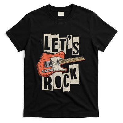 Let's Rock Electric Guitar Music Lover Band Guitarist Retro  T-Shirt