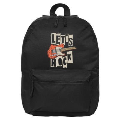 Let's Rock Electric Guitar Music Lover Band Guitarist Retro  16 in Basic Backpack