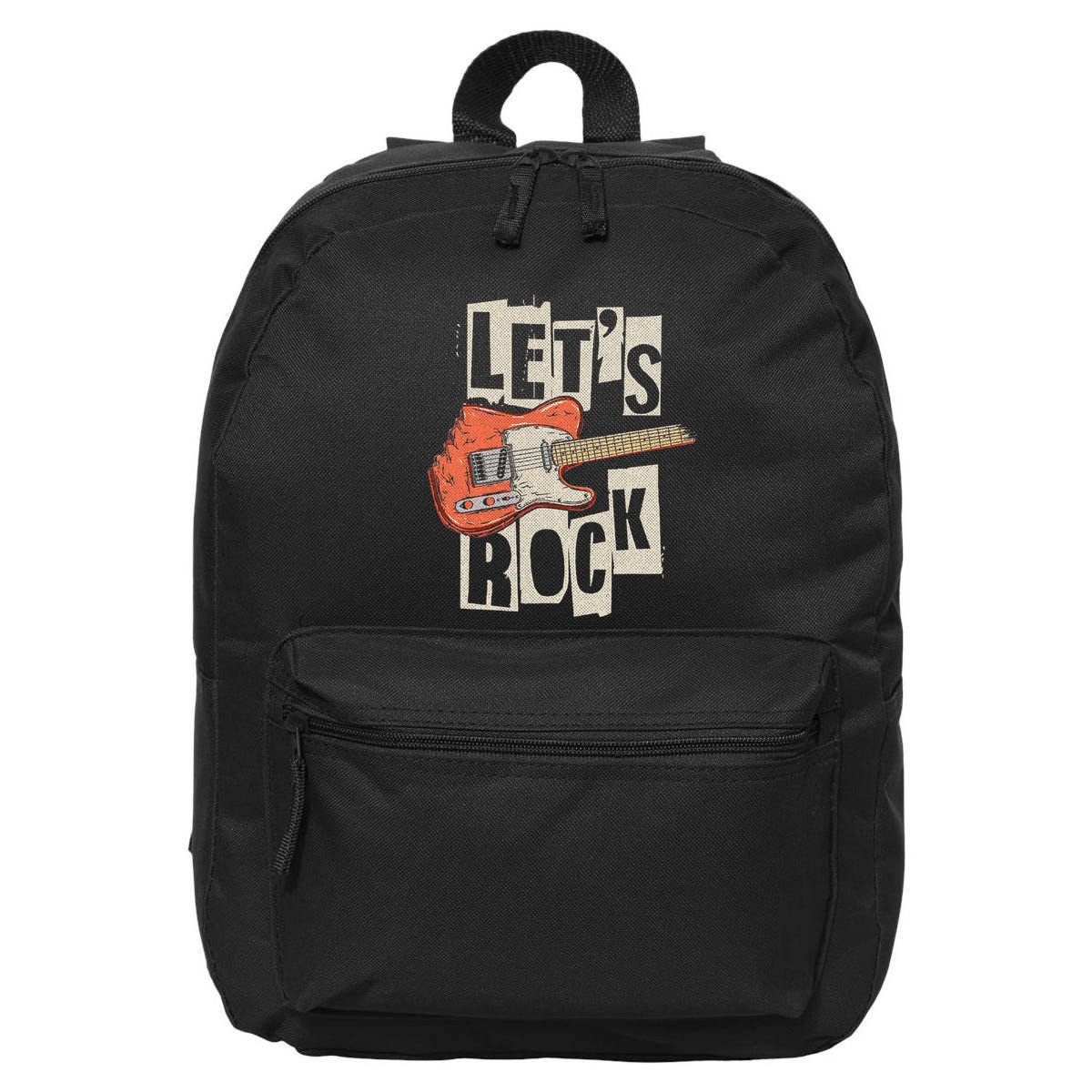 Let's Rock Electric Guitar Music Lover Band Guitarist Retro  16 in Basic Backpack