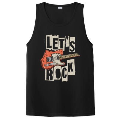 Let's Rock Electric Guitar Music Lover Band Guitarist Retro  PosiCharge Competitor Tank