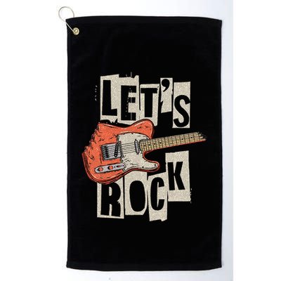 Let's Rock Electric Guitar Music Lover Band Guitarist Retro  Golf Towel