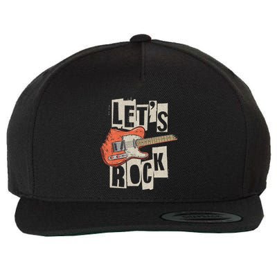 Let's Rock Electric Guitar Music Lover Band Guitarist Retro  Wool Snapback Cap