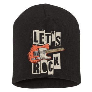 LetS Rock Electric Guitar Music Lover Band Guitarist Retro Short Acrylic Beanie