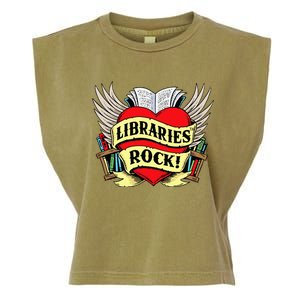 Libraries Rock Funny Librarian Gift Garment-Dyed Women's Muscle Tee