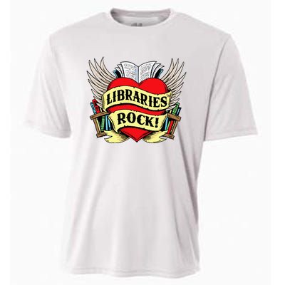 Libraries Rock Funny Librarian Gift Cooling Performance Crew T-Shirt