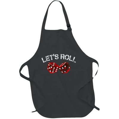 LetS Roll Funny Red Dice Craps Game Night Full-Length Apron With Pockets