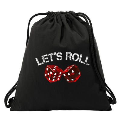 LetS Roll Funny Red Dice Craps Game Night Drawstring Bag