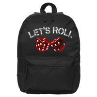 LetS Roll Funny Red Dice Craps Game Night 16 in Basic Backpack