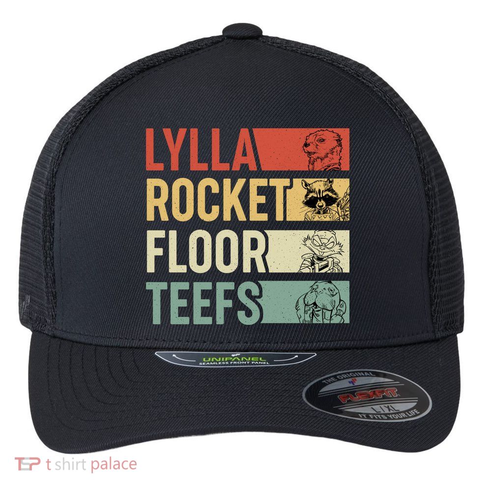 Lylla Rocket Floor Teefs Retro Vintage Flexfit Unipanel Trucker Cap