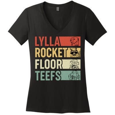 Lylla Rocket Floor Teefs Retro Vintage Women's V-Neck T-Shirt