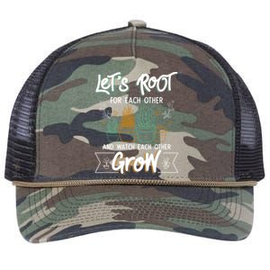 Let's Root For Each Other And Watch Each Other Grow Plant Gift Retro Rope Trucker Hat Cap