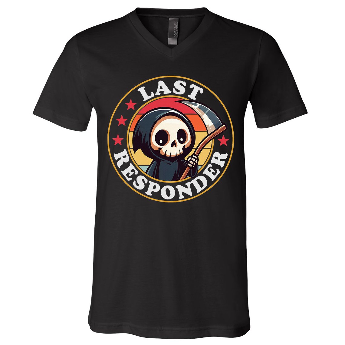 Last Responder Funny Mortician Grim Reaper V-Neck T-Shirt