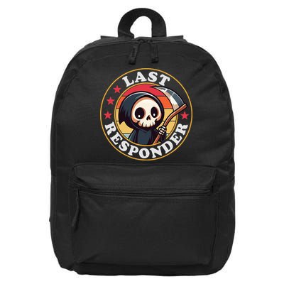 Last Responder Funny Mortician Grim Reaper 16 in Basic Backpack