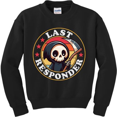 Last Responder Funny Mortician Grim Reaper Kids Sweatshirt