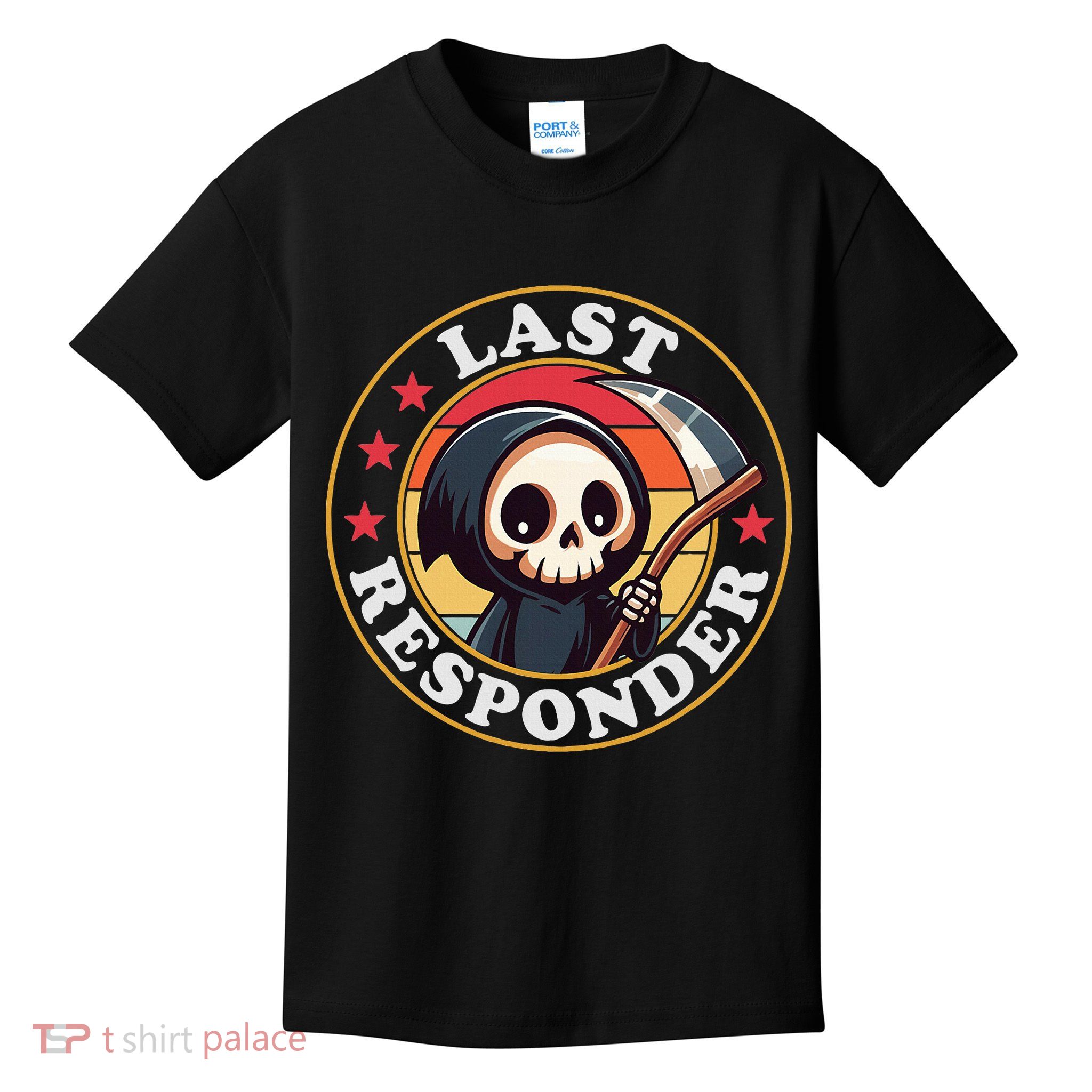 Last Responder Funny Mortician Grim Reaper Kids T-Shirt