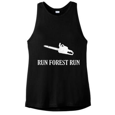 Lumberjack Run Forest Run Chainsaw Logger Arborist Ladies PosiCharge Tri-Blend Wicking Tank