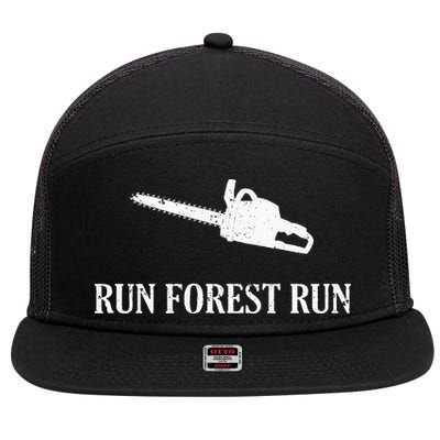 Lumberjack Run Forest Run Chainsaw Logger Arborist 7 Panel Mesh Trucker Snapback Hat