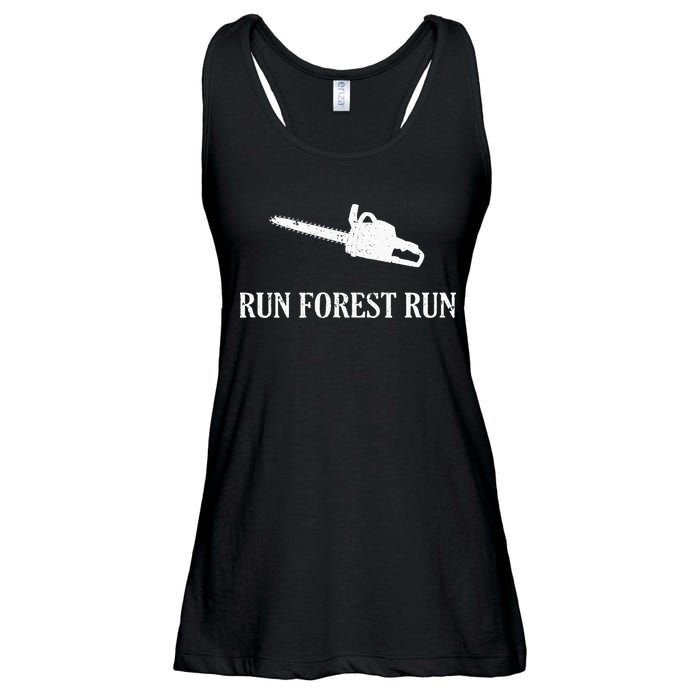 Lumberjack Run Forest Run Chainsaw Logger Arborist Ladies Essential Flowy Tank