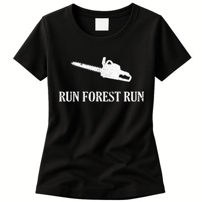 Lumberjack Run Forest Run Chainsaw Logger Arborist Womens T-Shirt