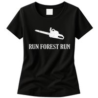 Lumberjack Run Forest Run Chainsaw Logger Arborist Womens T-Shirt