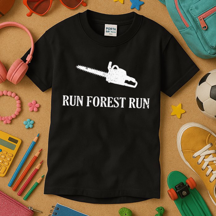 Lumberjack Run Forest Run Chainsaw Logger Arborist Kids T-Shirt