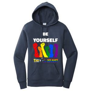 LGBTQI+ Rainbow Flag Be Yourself Theyll Adjust Women's Pullover Hoodie