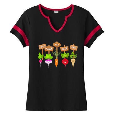 Let's Root For Each Other Funny Vegetable Vegan Ladies Halftime Notch Neck Tee