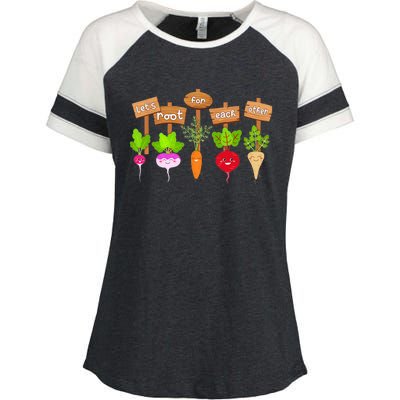 Let's Root For Each Other Funny Vegetable Vegan Enza Ladies Jersey Colorblock Tee