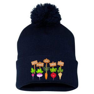 Let's Root For Each Other Funny Vegetable Vegan Pom Pom 12in Knit Beanie