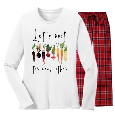 Lets Root For Each Other Funny Gardening Lovers Women Tank Top Women's Long Sleeve Flannel Pajama Set 