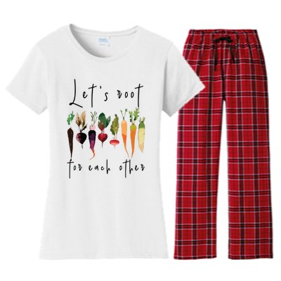 Lets Root For Each Other Funny Gardening Lovers Women Tank Top Women's Flannel Pajama Set