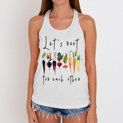 Lets Root For Each Other Funny Gardening Lovers Women Tank Top Women's Knotted Racerback Tank