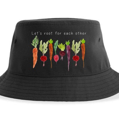 Lets Root For Each Other Vegetable Quote Sustainable Bucket Hat