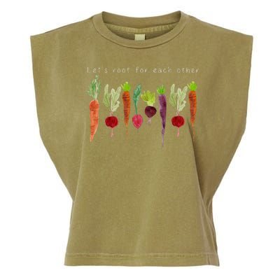 Lets Root For Each Other Vegetable Quote Garment-Dyed Women's Muscle Tee