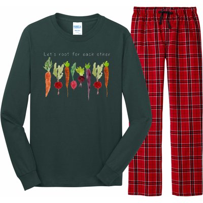 Lets Root For Each Other Vegetable Quote Long Sleeve Pajama Set