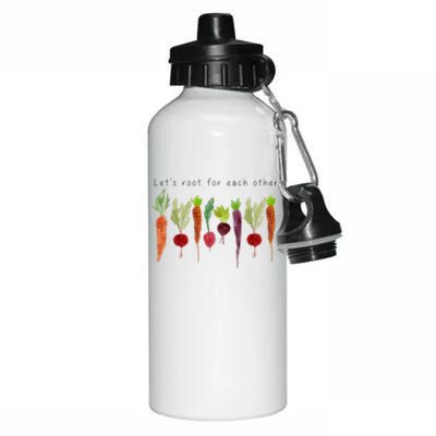 Lets Root For Each Other Vegetable Quote Aluminum Water Bottle