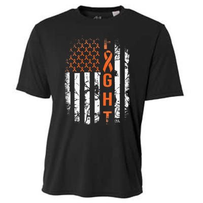 Leukemia Ribbon Fight American Flag Leukemia Awareness Cooling Performance Crew T-Shirt