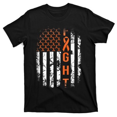 Leukemia Ribbon Fight American Flag Leukemia Awareness T-Shirt