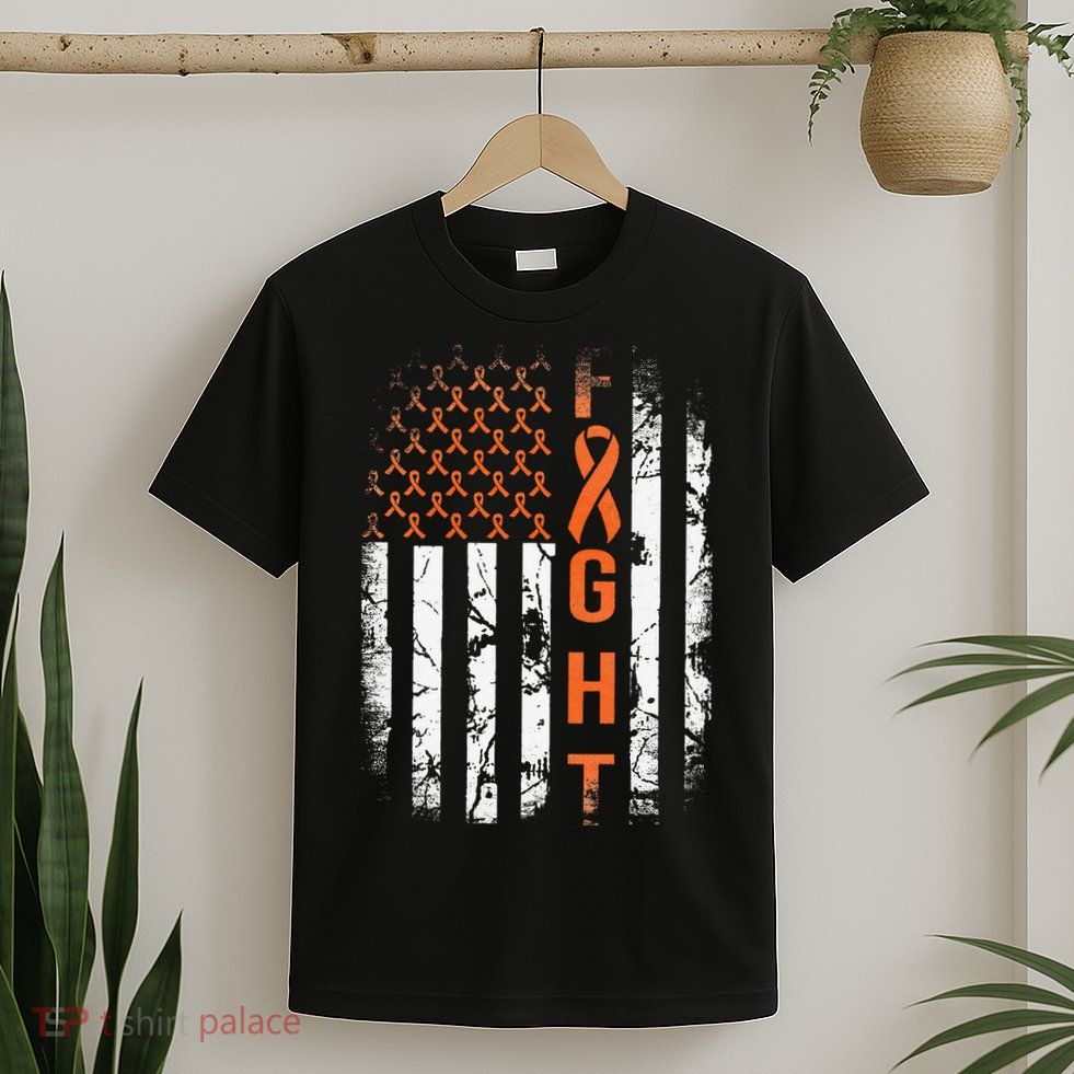 Leukemia Ribbon Fight American Flag Leukemia Awareness T-Shirt