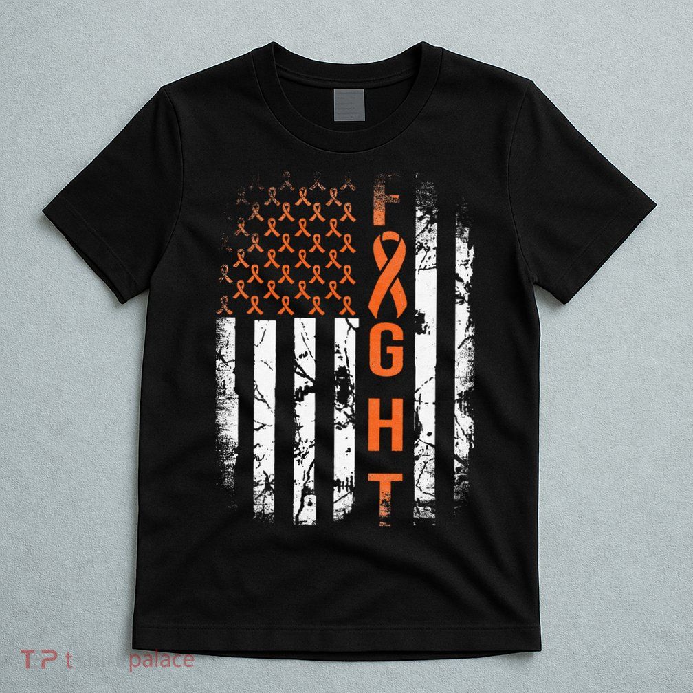 Leukemia Ribbon Fight American Flag Leukemia Awareness T-Shirt