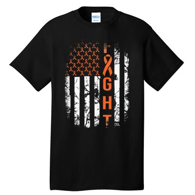 Leukemia Ribbon Fight American Flag Leukemia Awareness Tall T-Shirt