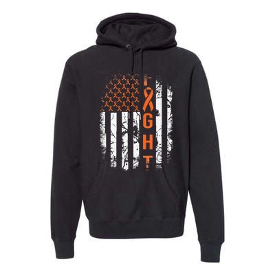 Leukemia Ribbon Fight American Flag Leukemia Awareness Premium Hoodie