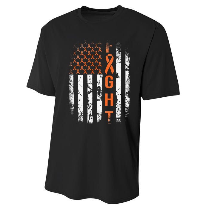 Leukemia Ribbon Fight American Flag Leukemia Awareness Performance Sprint T-Shirt