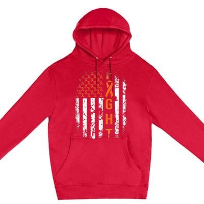 Leukemia Ribbon Fight American Flag Leukemia Awareness Premium Pullover Hoodie