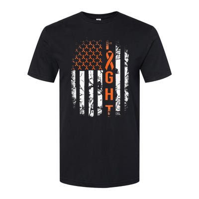 Leukemia Ribbon Fight American Flag Leukemia Awareness Softstyle CVC T-Shirt